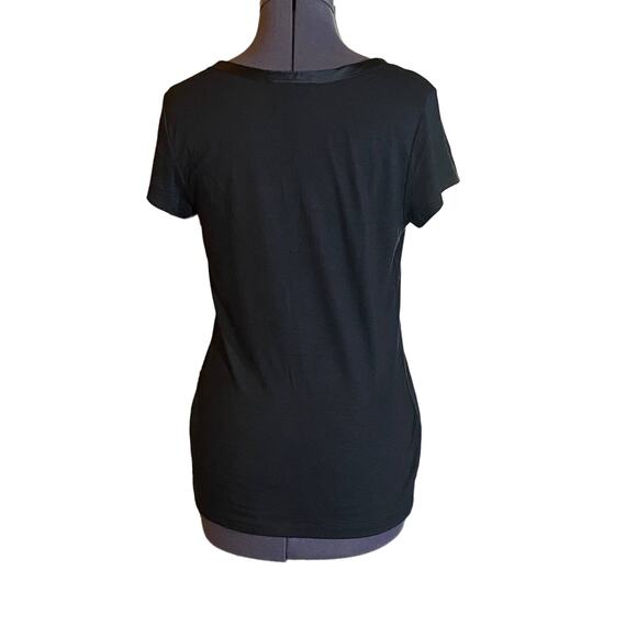 Coquette Banana Republic Womens M Black T-Shirt Soft Lounge Popover Top - Picture 2 of 7